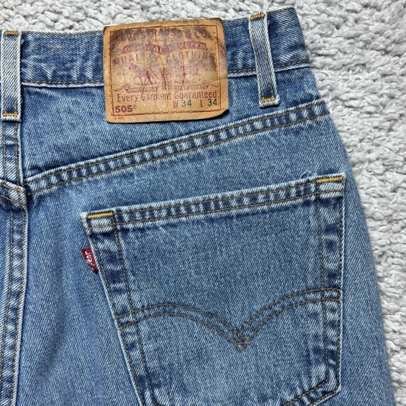 Vintage Levi's Jeans Mens 34 505 Straight Light Wash Bat Wing Streetwear Casual - Picture 3 of 4